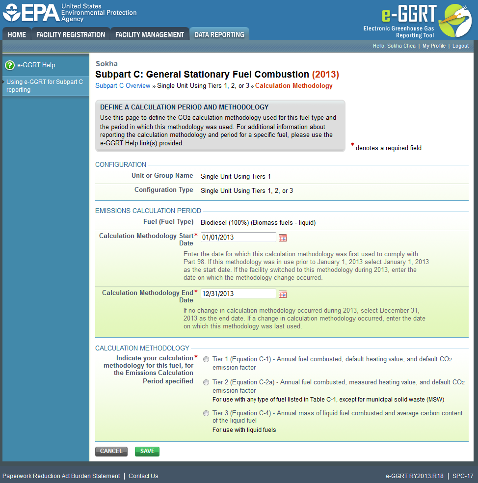 Subpart C Fuel Identification Calculation Methodology